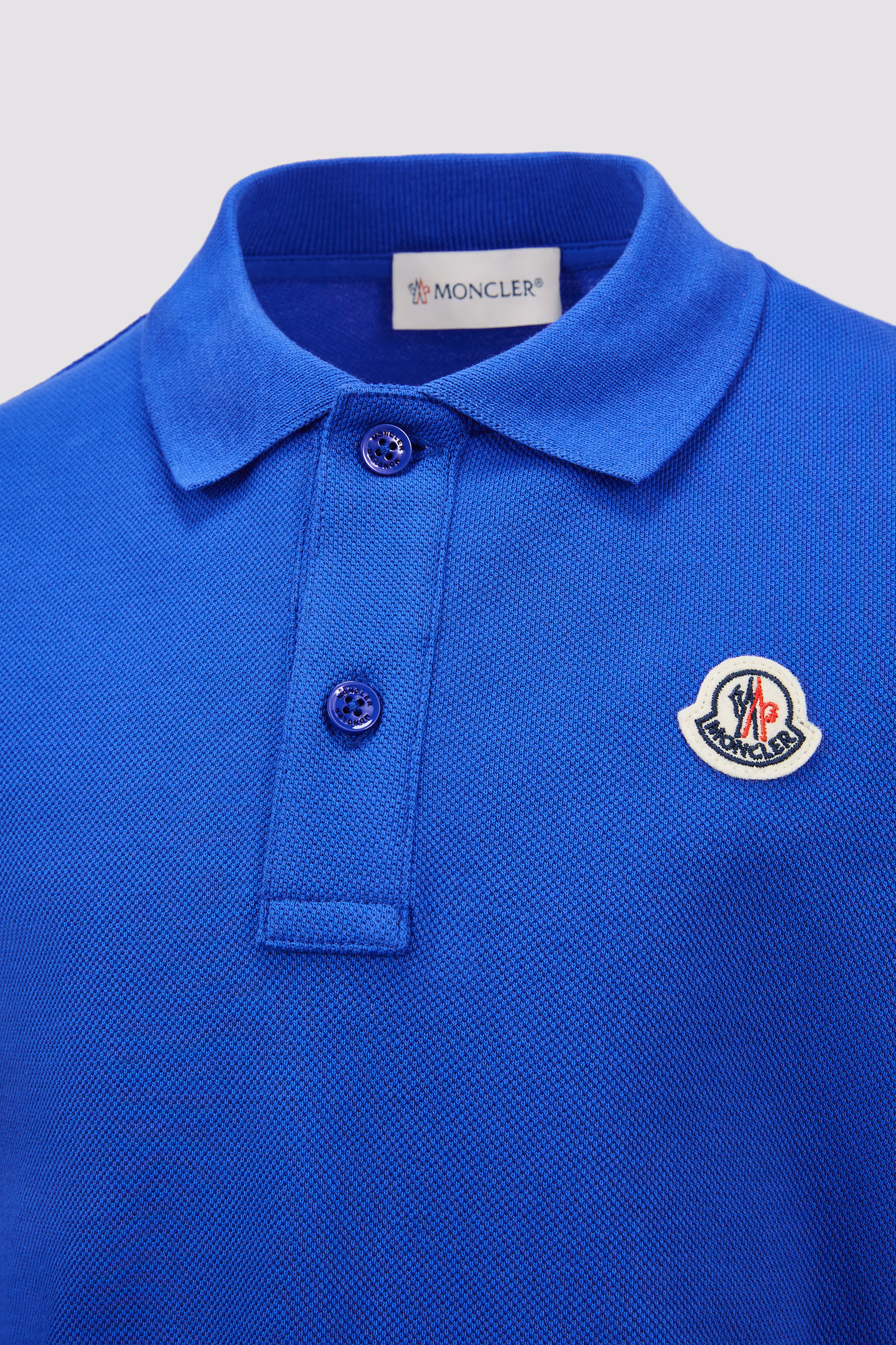 Logo Patch Cotton Piquet Polo Shirt Boy Electric Blue Moncler 4
